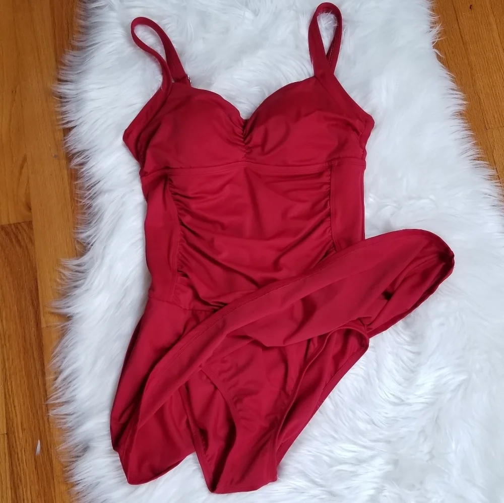Jantzen Red Skirted One Piece Swimsuit